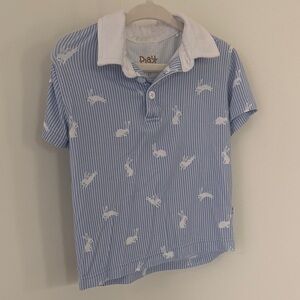 Little Sleepies Blue and White Striped Polo